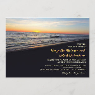 Sonnenuntergang Strand Meer Hochzeitseinladungen Einladung