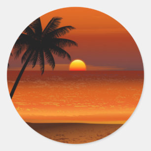 Sonnenuntergang Strand oahu hawaii Nordküste Postk Runder Aufkleber