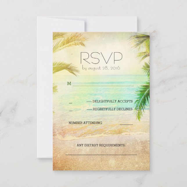 Sonnenuntergang Strand romantische Hochzeit RSVP K (Vorderseite)