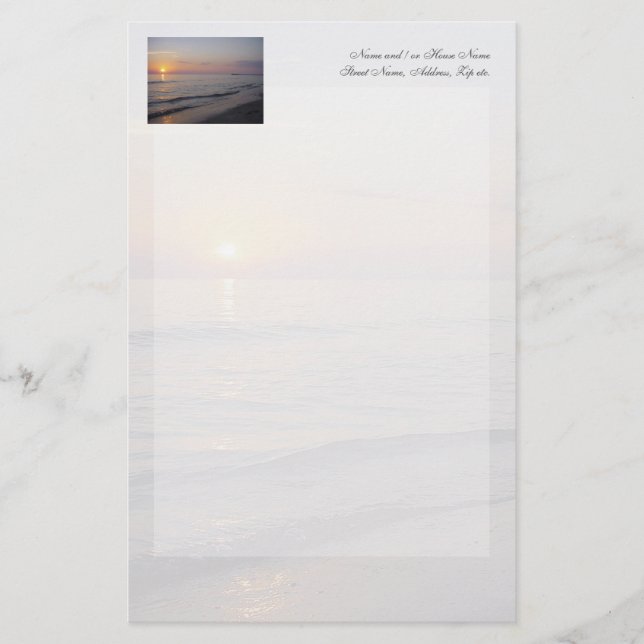Sonnenuntergang-Strand-Wellen-, Serene und Briefpapier (Vorderseite)