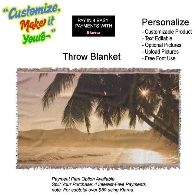 Sonnenuntergang Strandkeule 11 Decke (Sunset Beach Throw Blanket 11.)