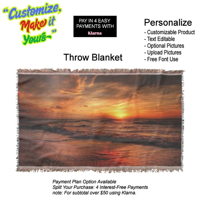 Sonnenuntergang Strandkeule 17 Decke (Sunset Beach Throw Blanket 17.)