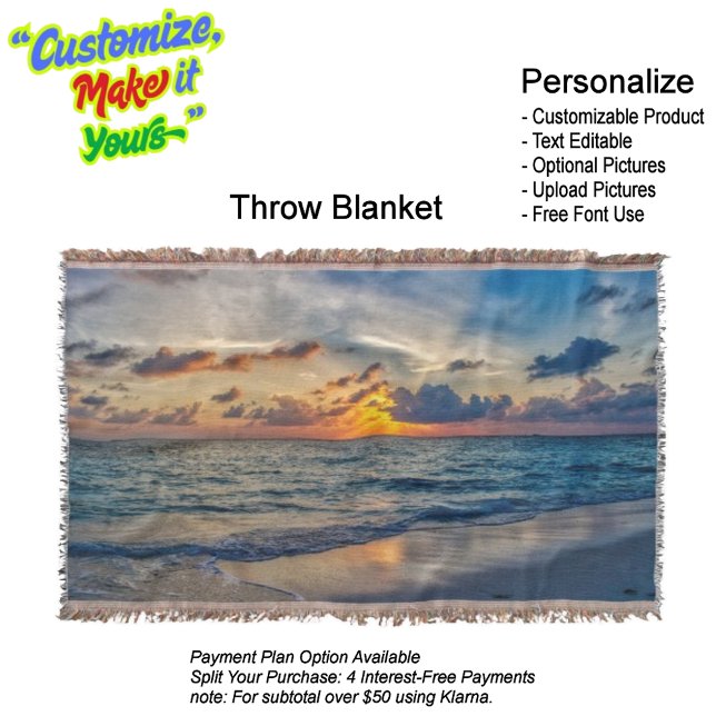 Sonnenuntergang Strandkeule 20 Decke (Sunset Beach Throw Blanket 20.)