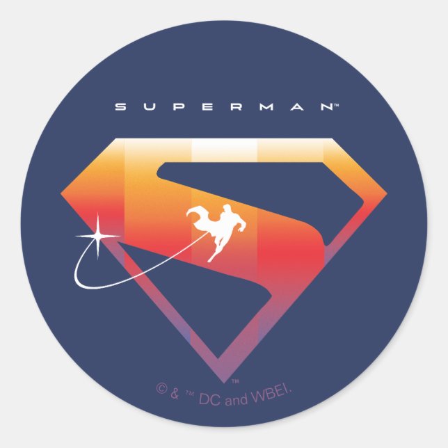 Sonnenuntergang Superman Shield Runder Aufkleber (Vorderseite)