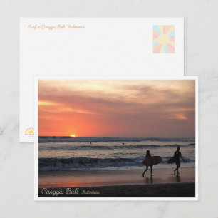 Sonnenuntergang Surf Strand Bali Indonesien Postka Feiertagspostkarte