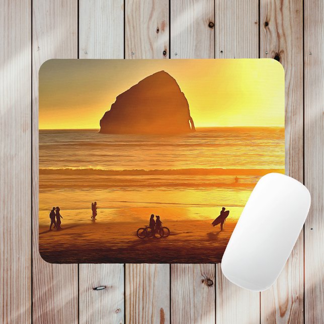 Sonnenuntergang Surfen und Radfahren Kap Kiwanda O Mousepad (Von Creator hochgeladen)