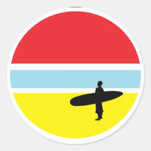 Sonnenuntergang-Surfer-Aufkleber Runder Aufkleber