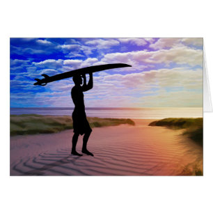 Sonnenuntergang-Surfer-Sand u. Wolken