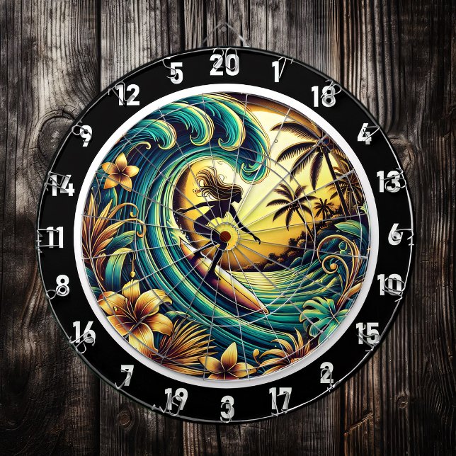 Sonnenuntergang Surfer Wave Ocean Art Dartscheibe (Von Creator hochgeladen)