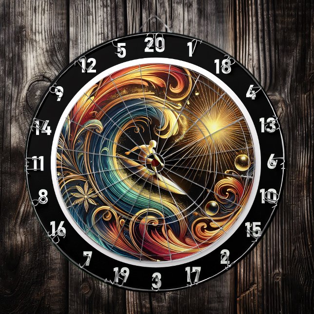 Sonnenuntergang Surfer Wave Tropical Wall Art Dartscheibe (Von Creator hochgeladen)