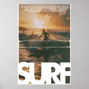 Sonnenuntergang-Surfplakat Vintage-Küstenwand-Kuns Poster
