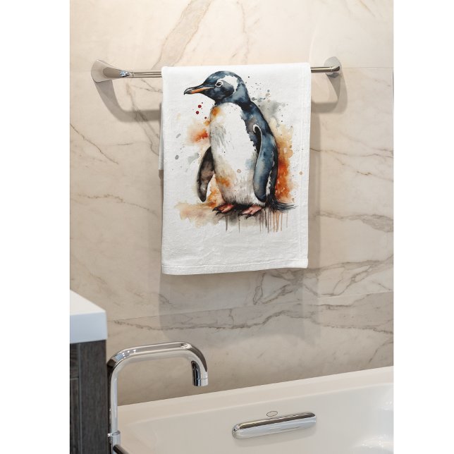 Sonnenuntergang Töne Aquarellpinguin Handtuch (Von Creator hochgeladen)