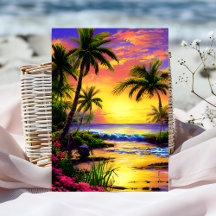 Sonnenuntergang Tropical Birthday Card