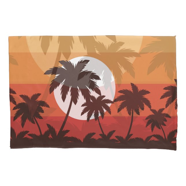 Sonnenuntergang Tropical Palm Beach Vintag Kissenbezug (Vorderseite)