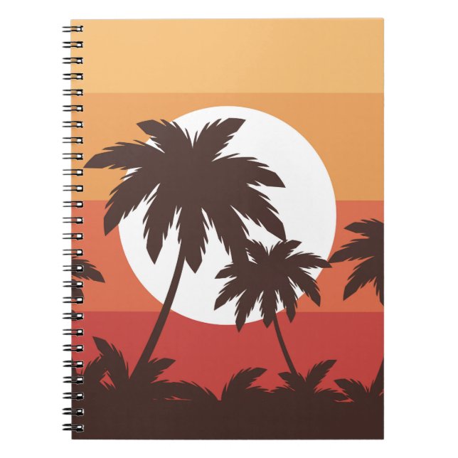 Sonnenuntergang Tropical Palm Beach Vintag Notizblock (Vorderseite)