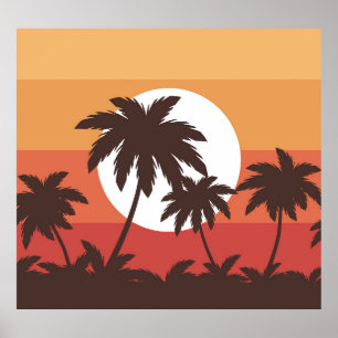 Sonnenuntergang Tropical Palm Beach Vintag Poster