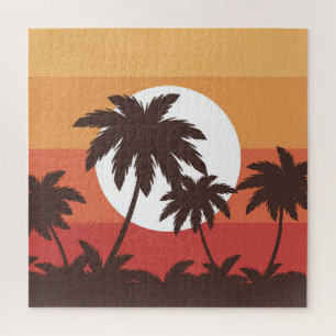 Sonnenuntergang Tropical Palm Beach Vintag Puzzle