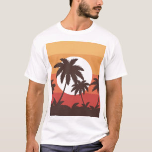 Sonnenuntergang Tropical Palm Beach Vintag T-Shirt