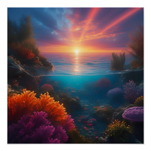 Sonnenuntergang tropisch 1 poster (Vorderseite)