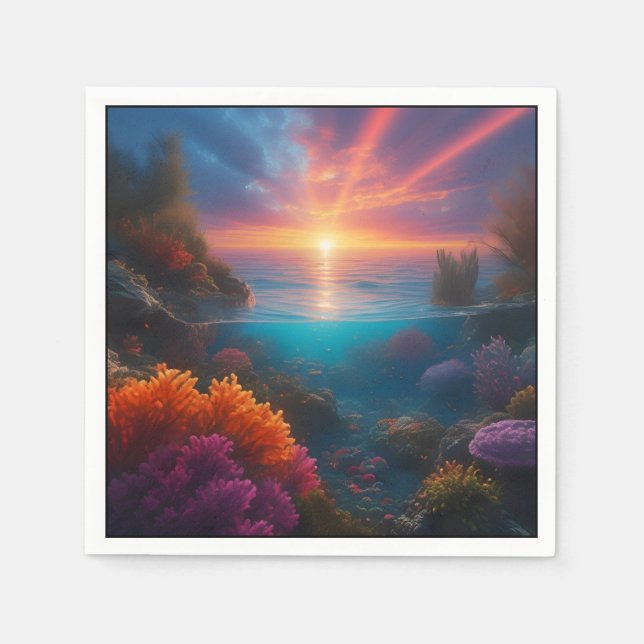 Sonnenuntergang tropisch 1 serviette (Vorderseite)