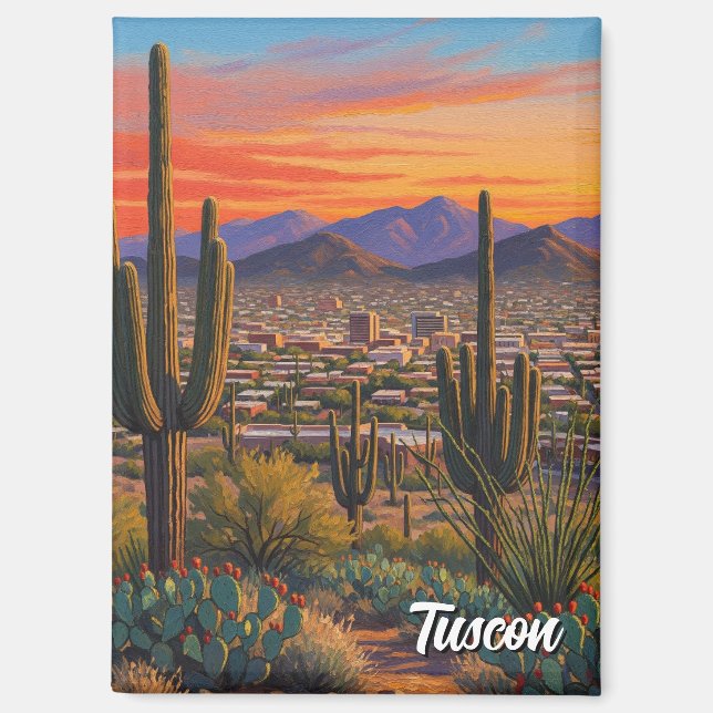 Sonnenuntergang Tuscon Skyline Arizona Reise Magnet (Vorderseite)