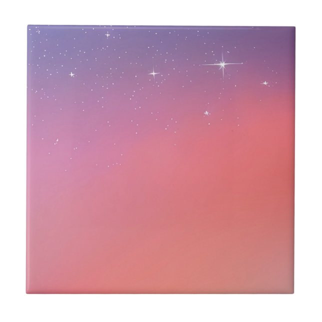 Sonnenuntergang Twilight Stars Pink Lila Ombre Gra Fliese (Vorderseite)