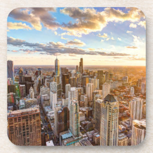 Sonnenuntergang über Chicago Getränkeuntersetzer