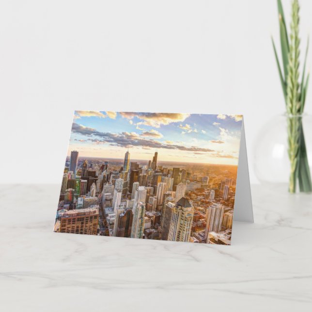 Sonnenuntergang über Chicago Karte (Vorderseite)