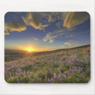Sonnenuntergang über dem Bitterroot Gebirge und ri Mousepad