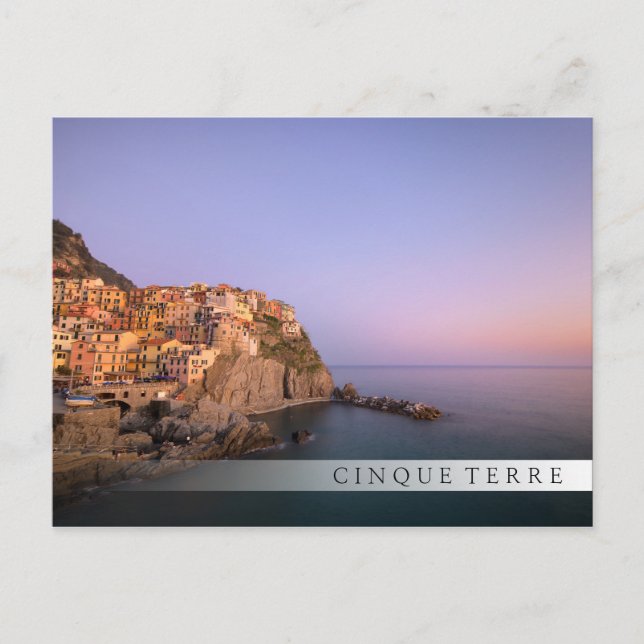 Sonnenuntergang über dem Dorf Manarola Cinque Terr Postkarte (Vorderseite)