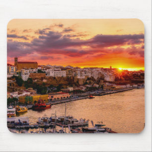 Sonnenuntergang über dem Hafen von Mahon - Menorca Mousepad