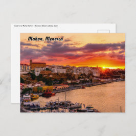 Sonnenuntergang über dem Hafen von Mahon - Menorca Postkarte