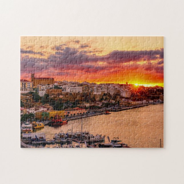 Sonnenuntergang über dem Hafen von Mahon - Menorca Puzzle (Horizontal)