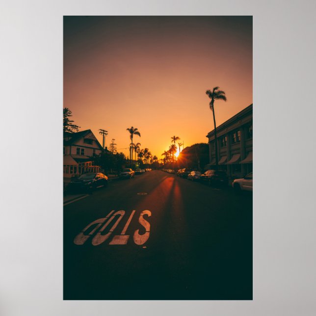 Sonnenuntergang über dem Horizont Poster (Vorne)