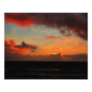 SONNENUNTERGANG ÜBER DEM MEER FOTODRUCK