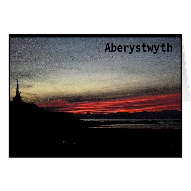 Sonnenuntergang über dem Meer in Aberystwyth-Karte (Vorderseite (Horizontal))