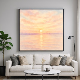 Sonnenuntergang über dem Meer in Aquarell-Optik Poster