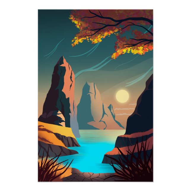 Sonnenuntergang über dem Meer Poster (Vorderseite)