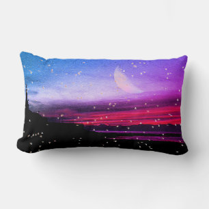 Sonnenuntergang über dem Meer und Vögel in Aberyst Lendenkissen