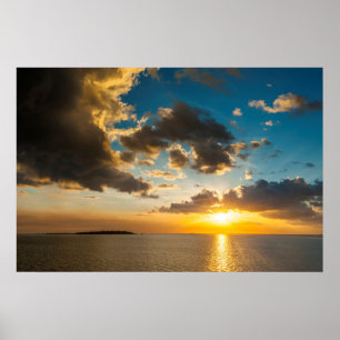 Sonnenuntergang über dem Ozean, Fidschi Poster