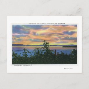 Sonnenuntergang über dem See, Adirondack Mts in Postkarte