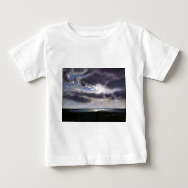 Sonnenuntergang über dem See Aquarell Baby T-shirt (Vorderseite)