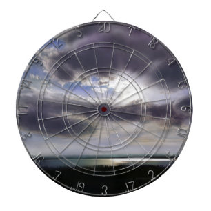 Sonnenuntergang über dem See Aquarell Dartscheibe