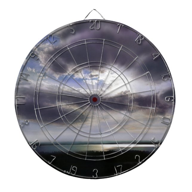 Sonnenuntergang über dem See Aquarell Dartscheibe (vorne)