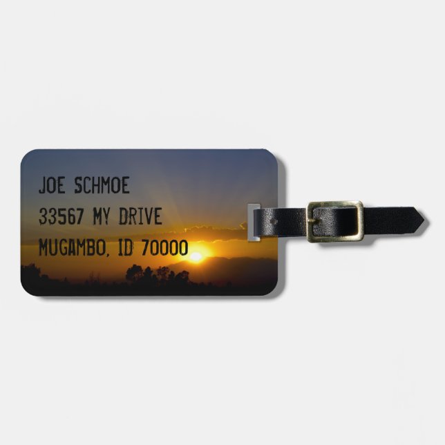 Sonnenuntergang über dem Tal Gepäckanhänger (Vorderseite horizontal)