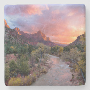 Sonnenuntergang über dem Watchman Steinuntersetzer