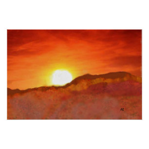 Sonnenuntergang über den Bergen, Poster