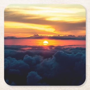 Sonnenuntergang über den Wolken Rechteckiger Pappuntersetzer