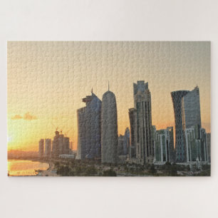 Sonnenuntergang über den Wolkenkratzern von Doha  Puzzle