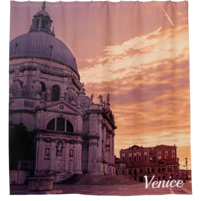 Sonnenuntergang über der Basilika von Venedig Duschvorhang (Vorderseite)